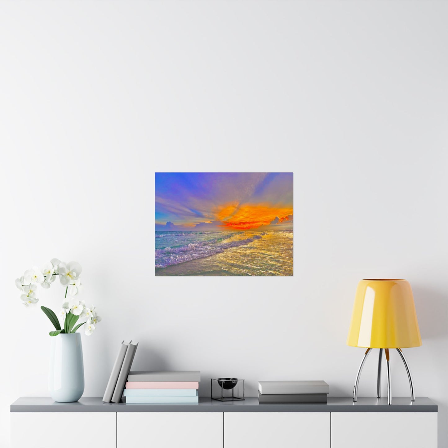 Golden Hour Coastal Wall Art, Ocean Photography Print, Matte Poster