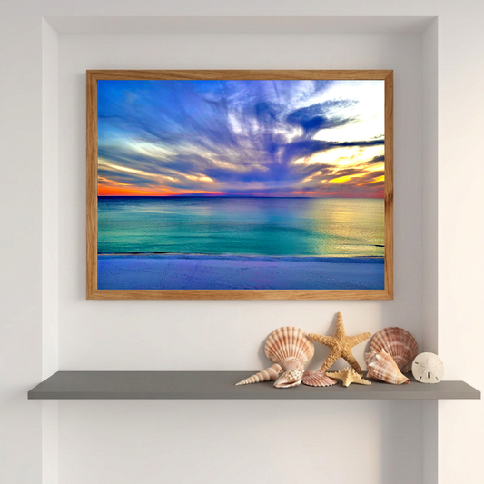 Reflections at Sunset Coastal Wall Art, Ocean Photography Print, Matte Poster