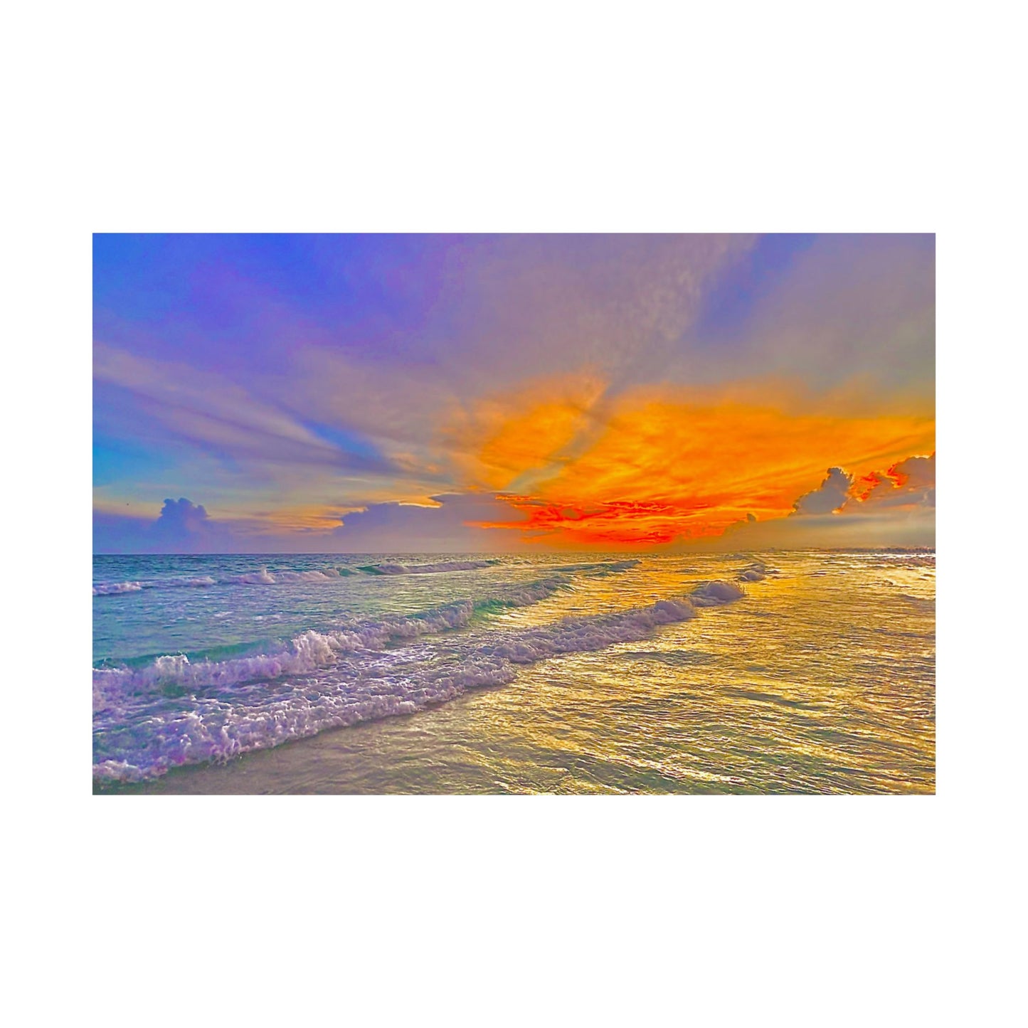 Golden Hour Coastal Wall Art, Ocean Photography Print, Matte Poster