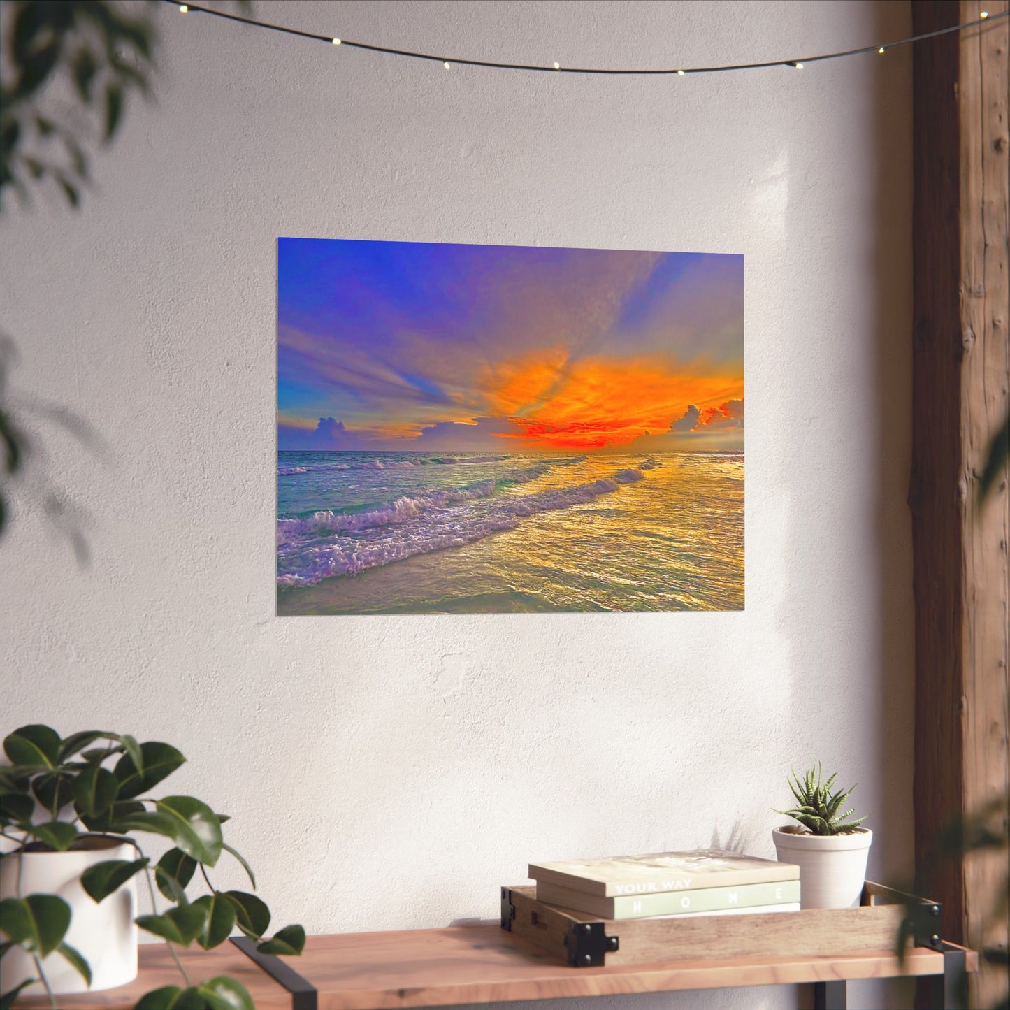 Golden Hour Coastal Wall Art, Ocean Photography Print, Matte Poster