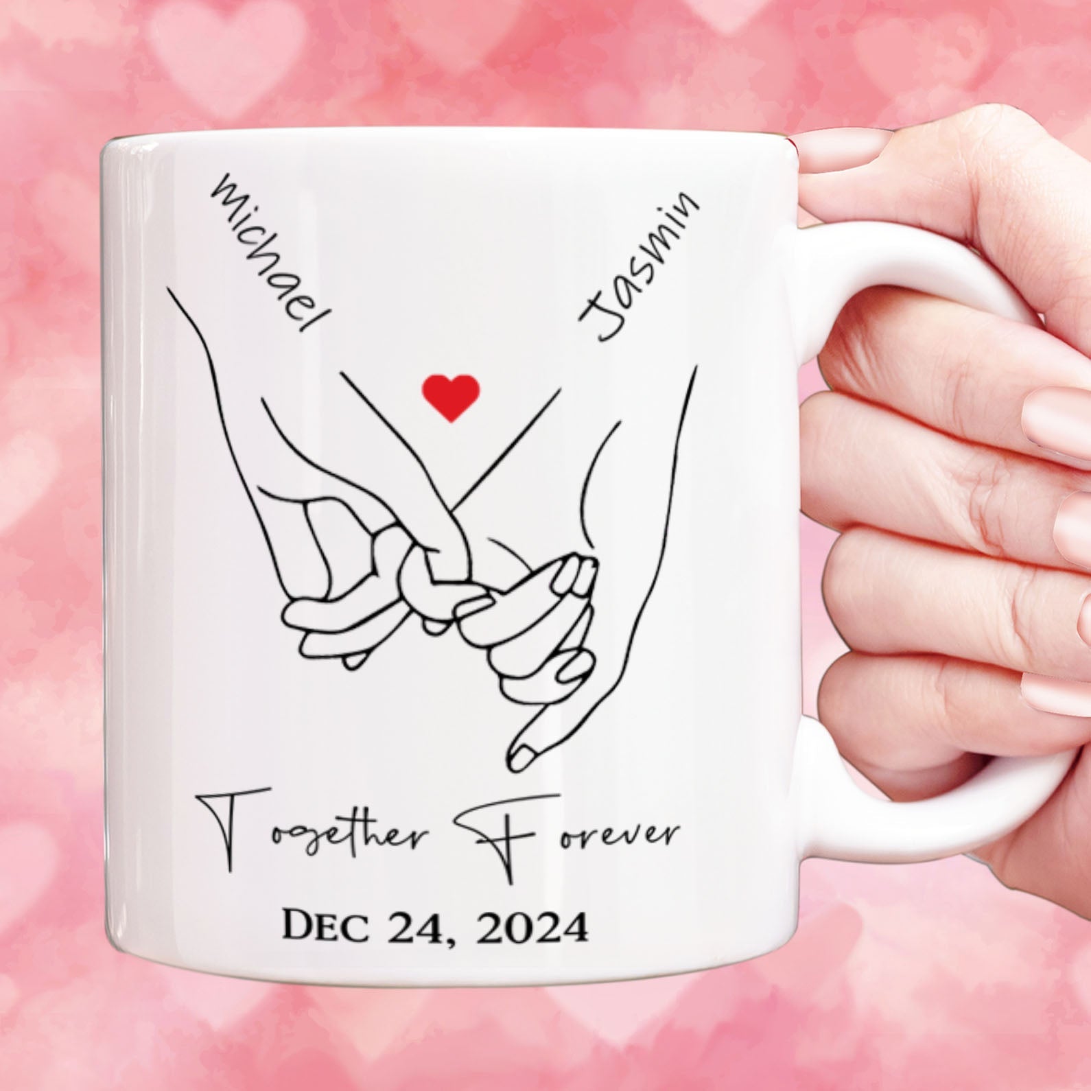 Personalized Pinky Promise Valentine's Mug | Custom Couple's Gift
