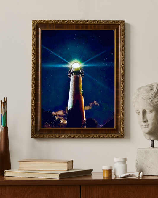 Guided by Light Lighthouse Wall Art | 18x24 Matte Poster