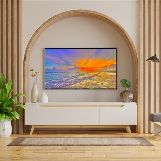 Golden Hour Coastal Wall Art, Ocean Photography Print, Matte Poster