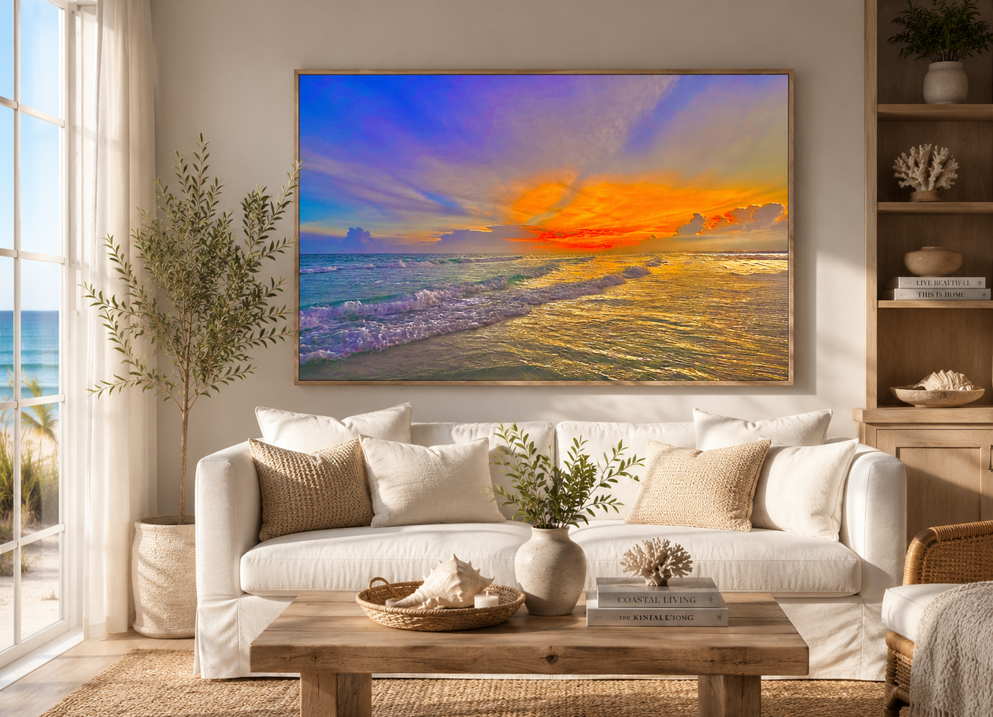 Golden Hour Coastal Wall Art, Ocean Photography Print, Matte Poster
