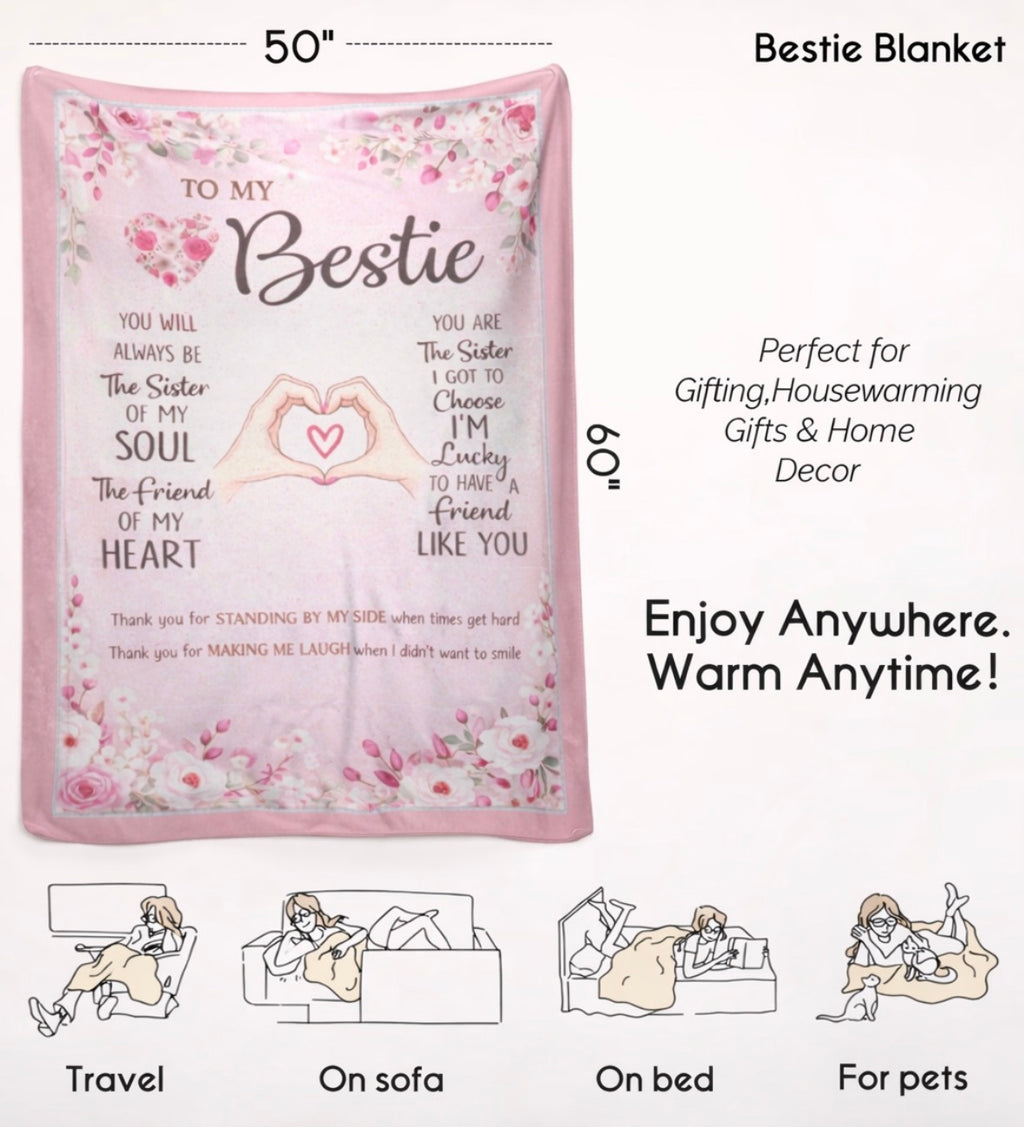 To My Bestie Sherpa Blanket 50x60