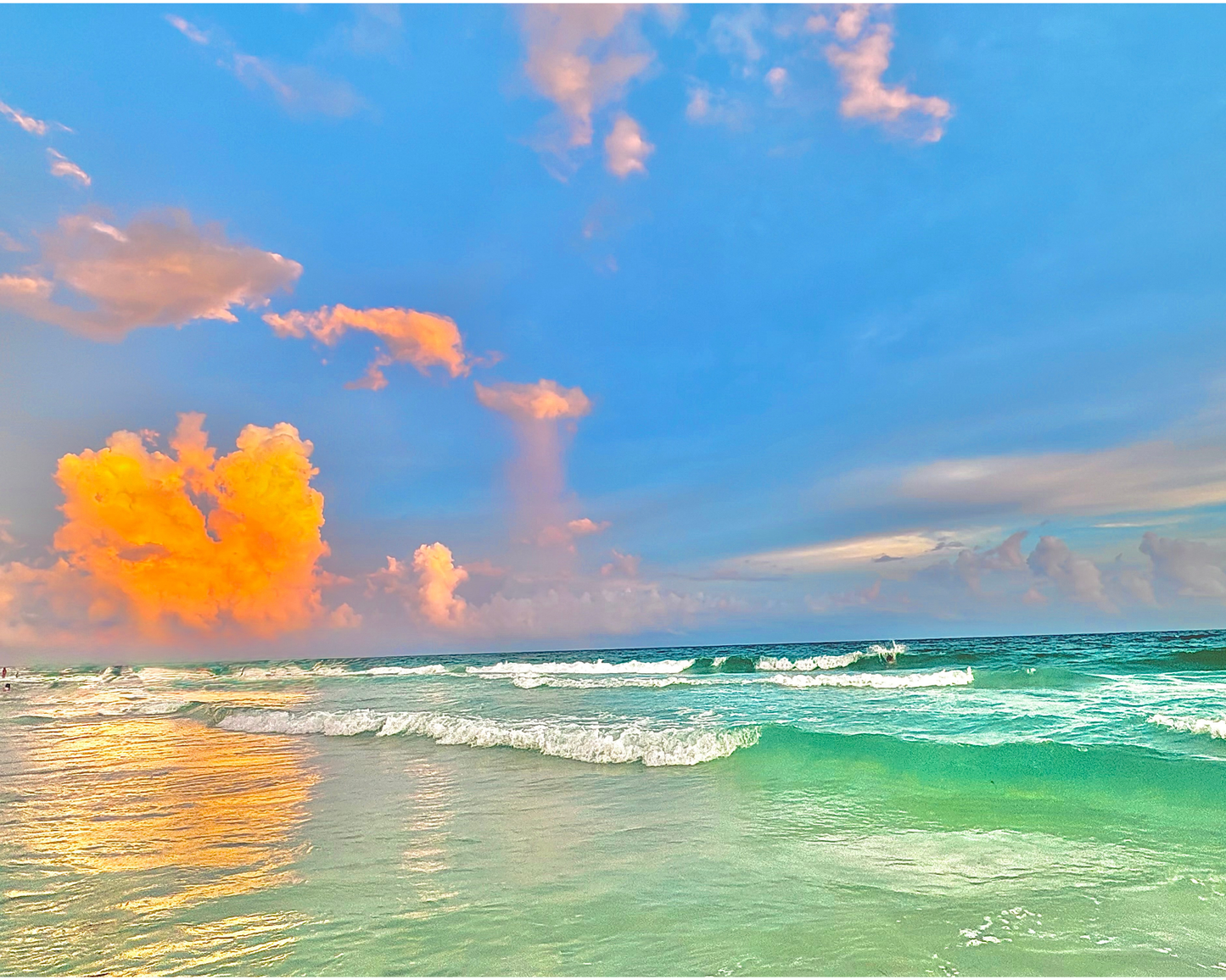 Pink Coastal Sky Wall Art, Tropical Beach Print, Matte Poster