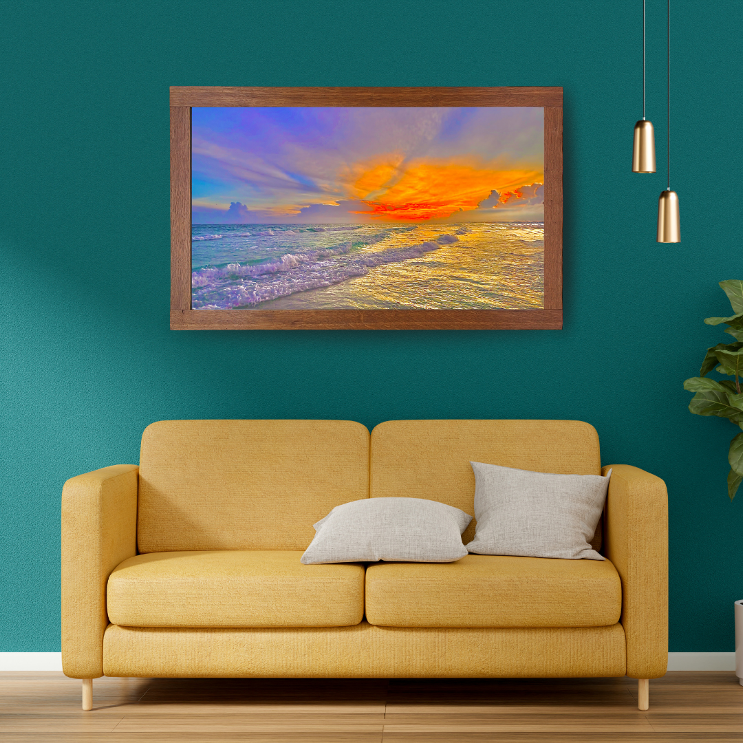 Golden Hour Coastal Wall Art, Ocean Photography Print, Matte Poster