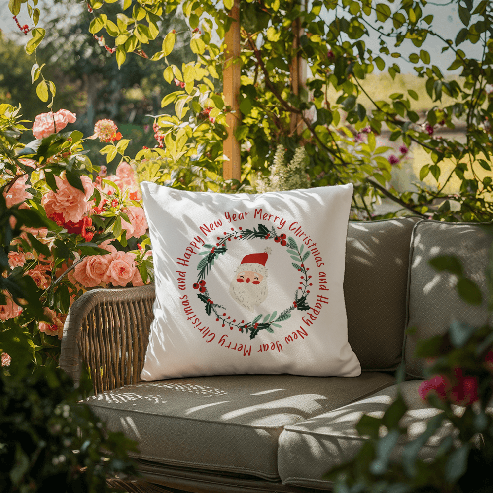 Merry Christmas And Happy New Year | Outdoor Pillow