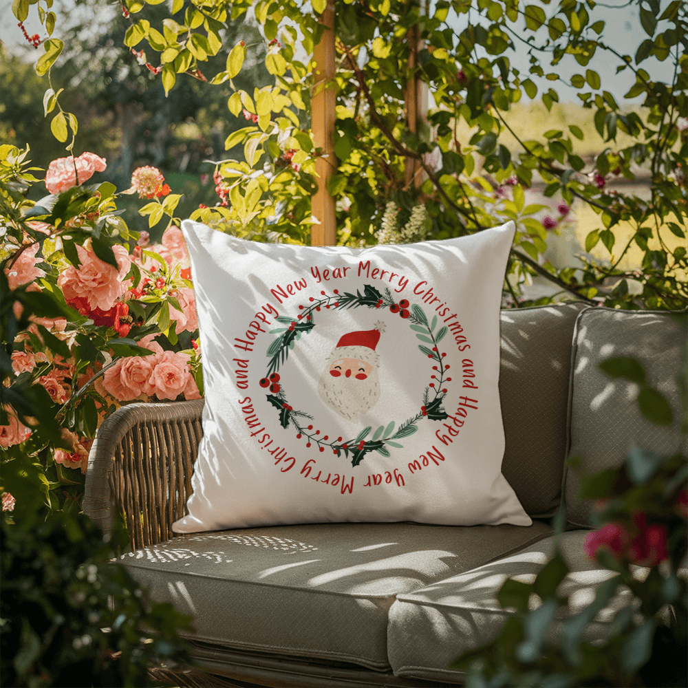 Merry Christmas And Happy New Year | Outdoor Pillow