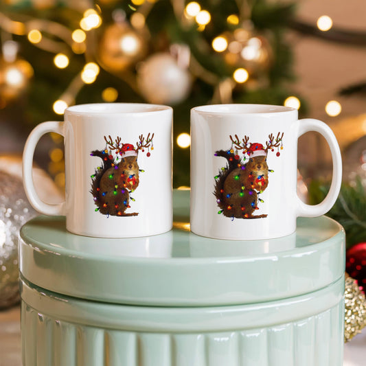Christmas Squirrel | White Ceramic Mug