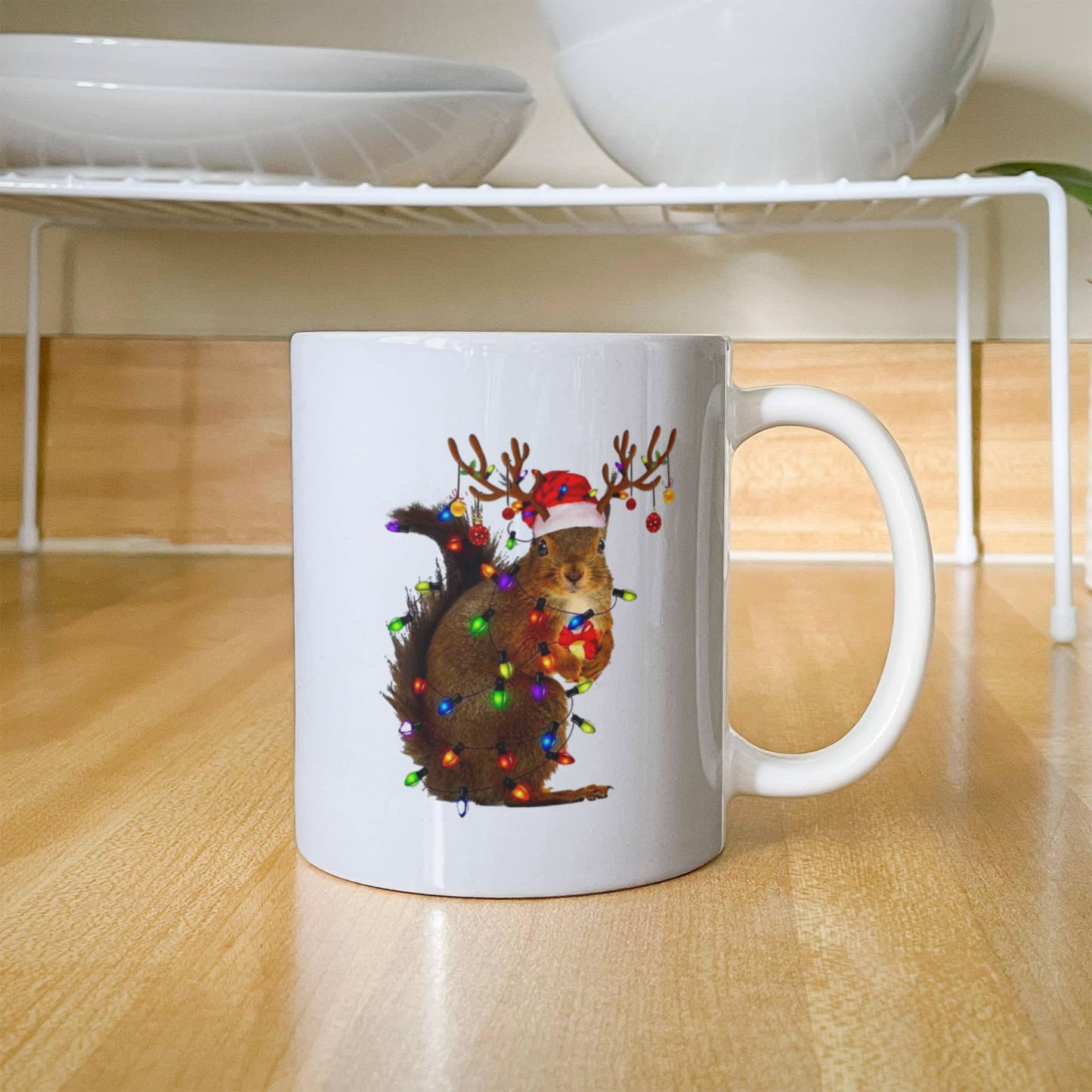 Christmas Squirrel | White Ceramic Mug