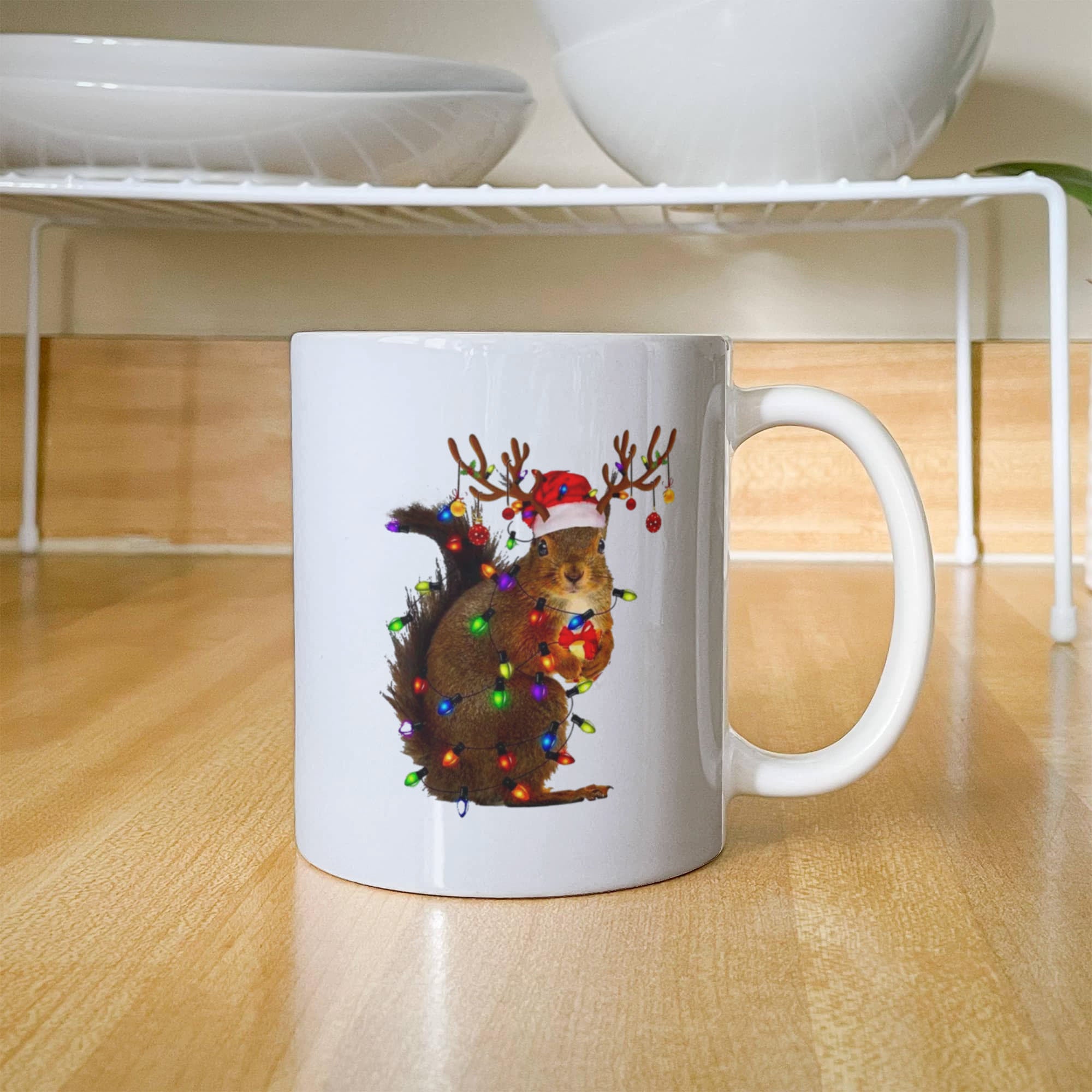 Christmas Squirrel | White Ceramic Mug