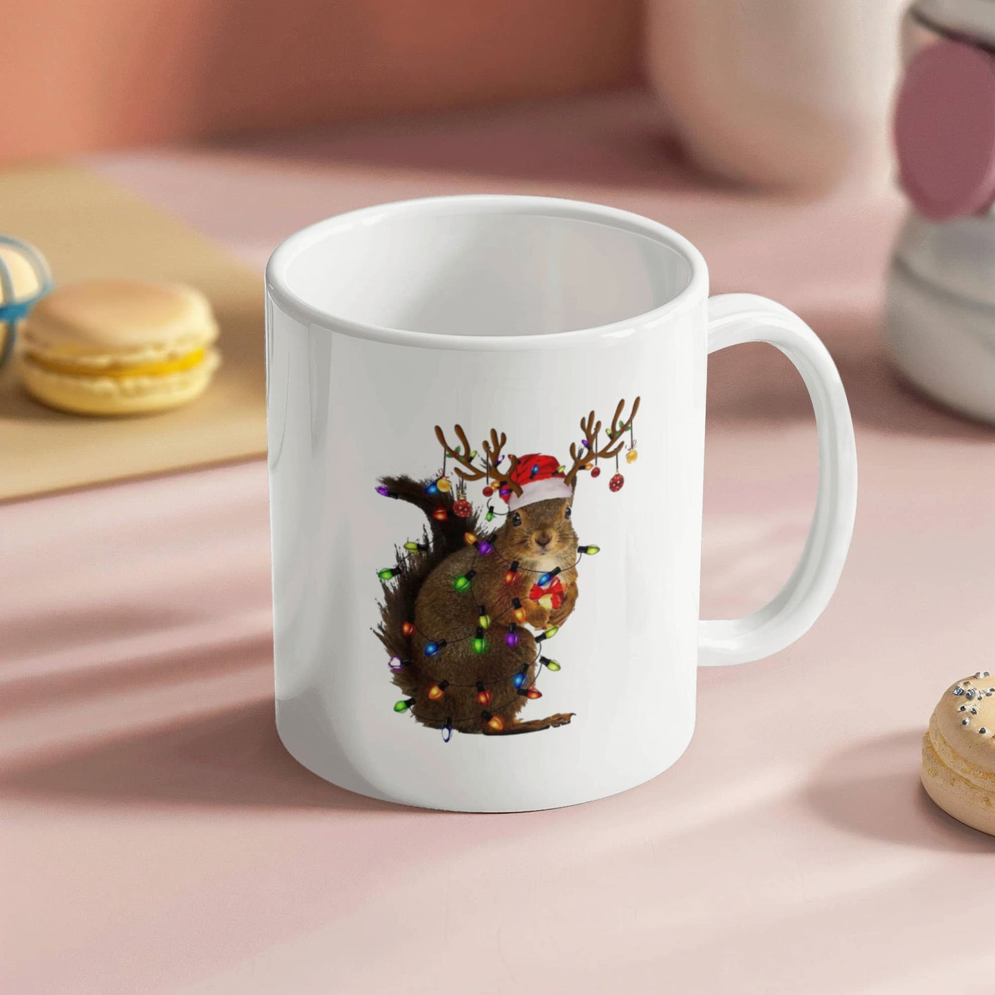 Christmas Squirrel | White Ceramic Mug