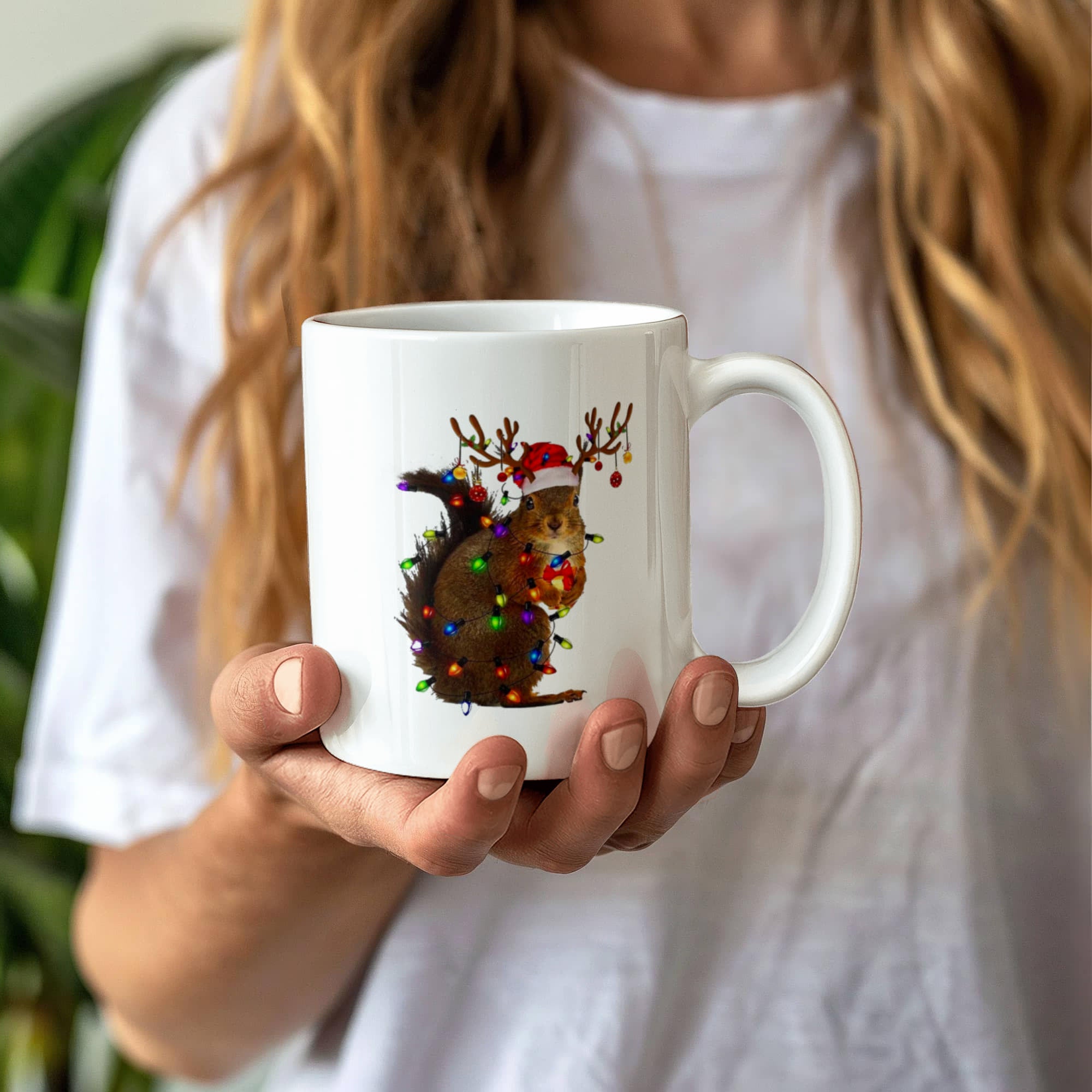 Christmas Squirrel | White Ceramic Mug